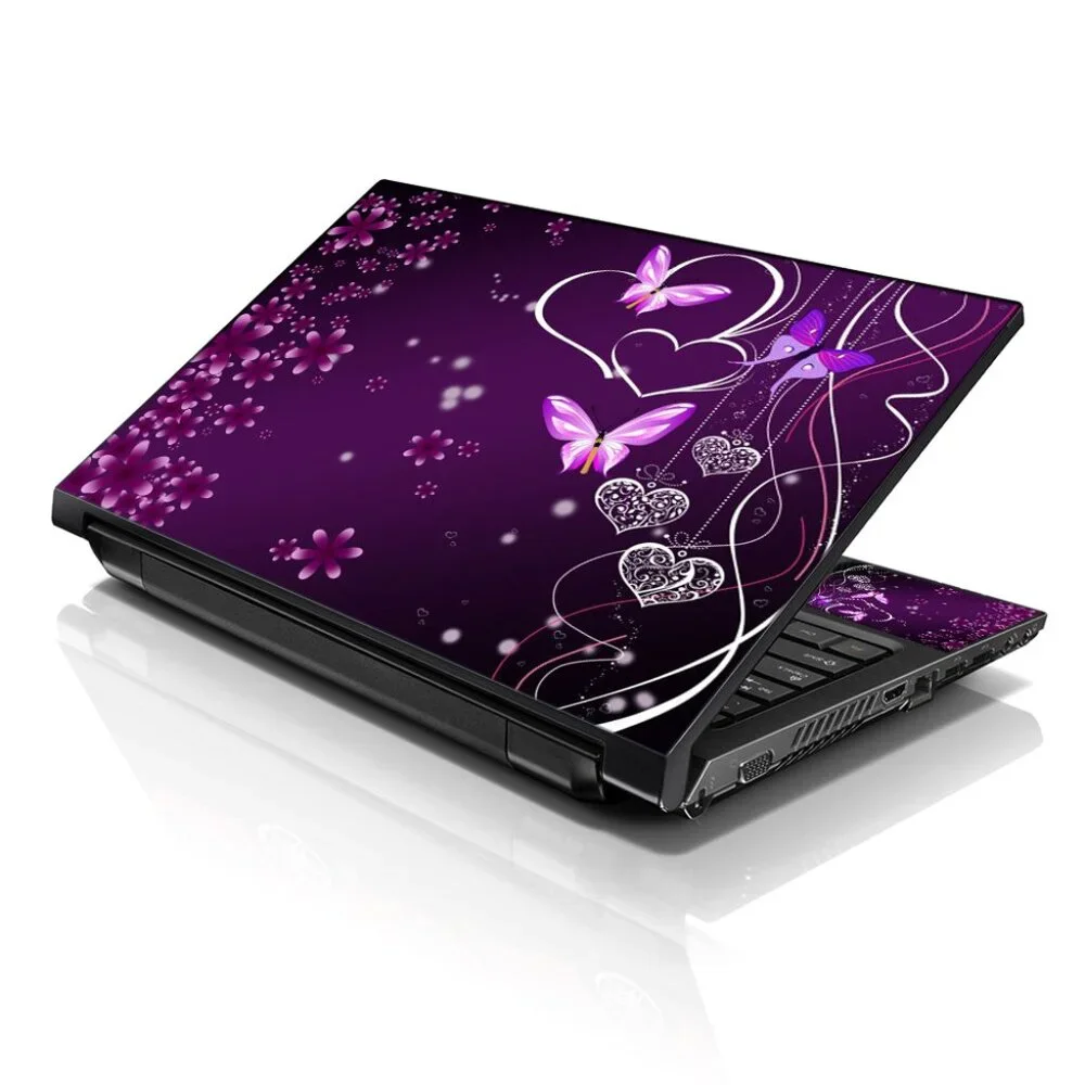 LSS 15.6 & 17.3 Inches Laptop Notebook Skin Sticker Decal,Purple Heart Butterfly